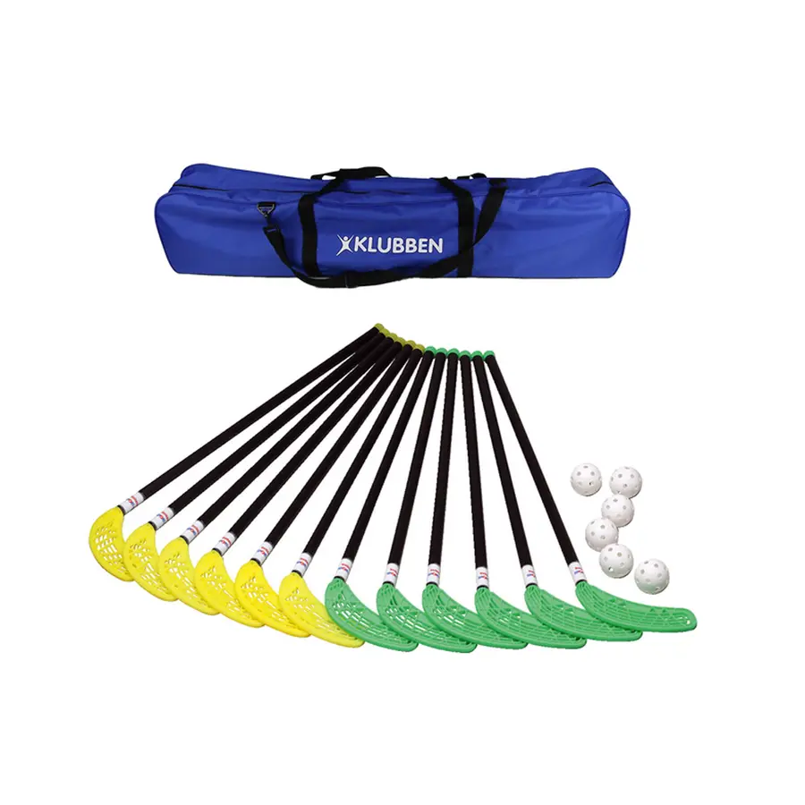 Innebandysett Fiber 95 cm med bag 12 klubber | 6 baller | 1 bag 