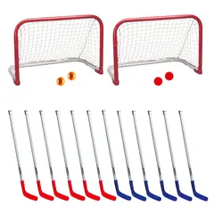 Streethockey set | Landhockey 12 klubbor | 2 puckar | 2 bollar | 2 m&#229;l