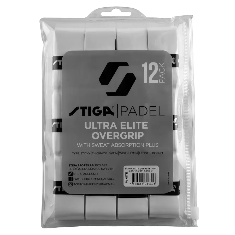 Stiga Padel Grip Tape Hvit 12 pk For bedre grep på din padel rackert 