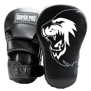 Super Pro boxing pads “Long Curved” 34 x 21 x 6 cm | 700 gram | Svar/ vit