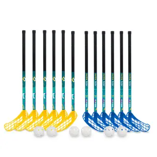 Innebandysett  Match Kids 70 cm 12 innebandyklubbor | 6 bollar