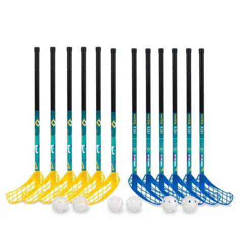 Innebandysett  Match Kids 70 cm 12 innebandyklubbor | 6 bollar