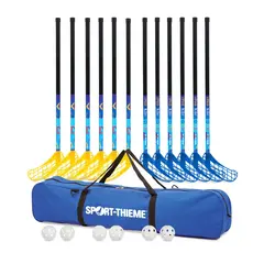 Innebandyset Speed Kids 80 cm 12 innebandyklubbor | 6 bollar