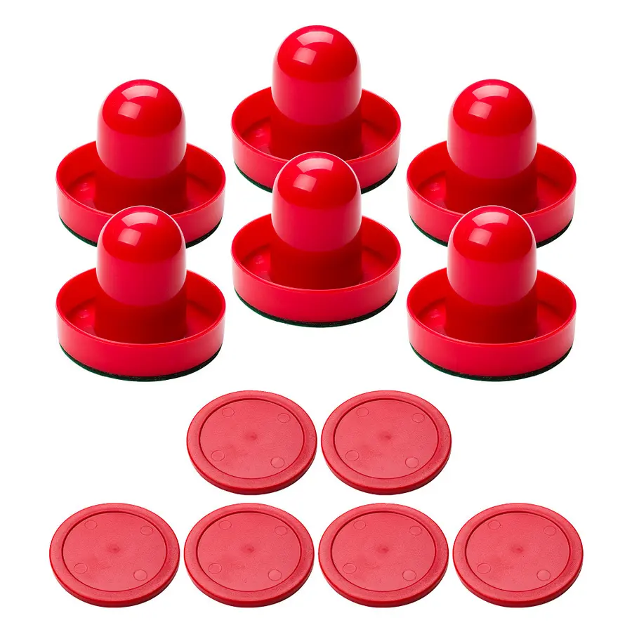 95 mm Airhockey pusher Standard Set med 6 handtag och 6 puckar 