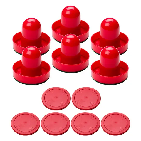 Airhockey pusher Standard 75 mm Set med 6 handtag och 6 puckar