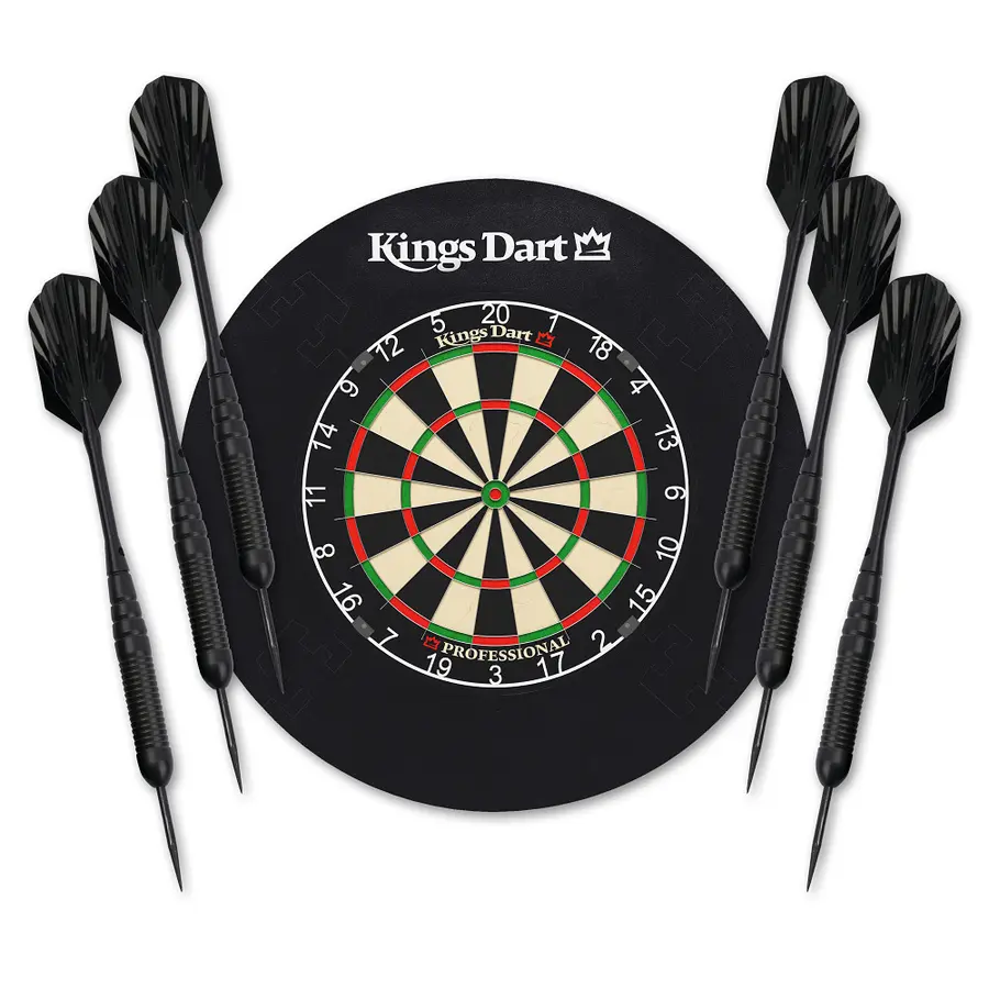 Darttavla Kings Dart First 2.0 Vita tal Dart | Surround Skydsring | 6 pilar 