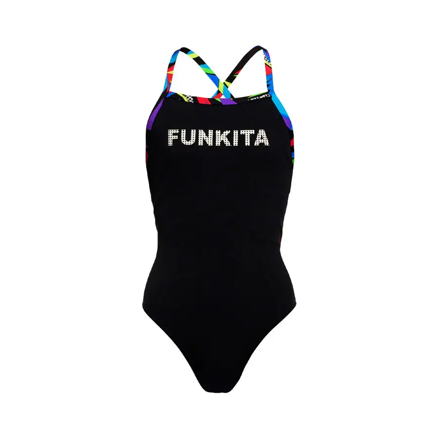 Beat It Black Baddräkt jr 128cm Funkita | Strapped in One Piece 