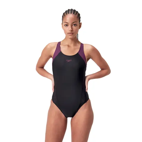 Hyperboom Splice Racerback Baddr&#228;kt Speedo | Svart/Lilla | EnduraFlex